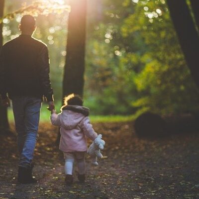 father-kid walk